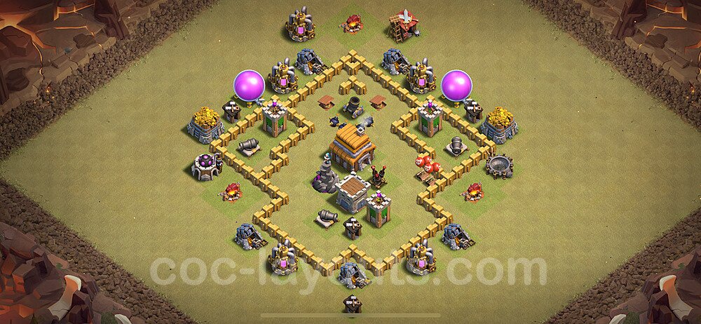 TH5 Anti 2 Stars CWL War Base Plan with Link, Anti Air, Copy Town Hall 5 Design 2024, #29