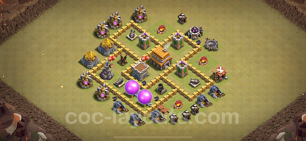 TH5 Anti 3 Stars CWL War Base Plan with Link, Copy Town Hall 5 Design 2024, #46