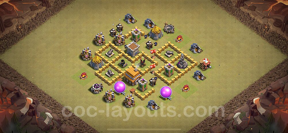 TH5 Anti 2 Stars CWL War Base Plan with Link, Copy Town Hall 5 Design 2024, #53