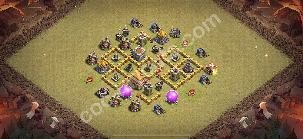 TH5 Anti 2 Stars CWL War Base Plan with Link, Copy Town Hall 5 Design 2025, #53