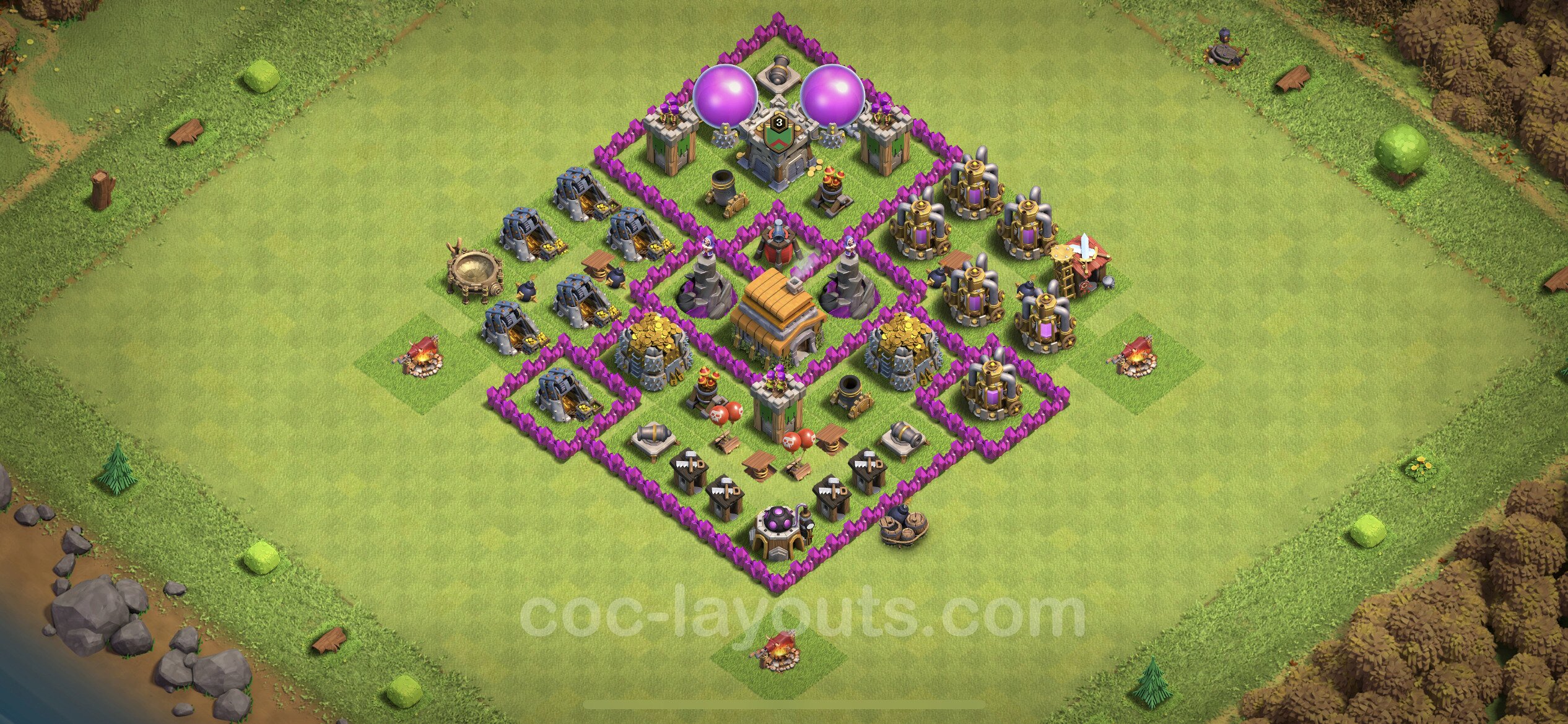 Best unbeatable Base TH6 with Link - Town Hall Level 6.