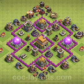 TH6 Anti 2 Stars Base Plan with Link, Anti Everything, Copy Town Hall 6 Base Design 2022, #144