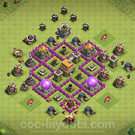 Municipio livello 6 Base + Link, Anti tutto, Ibrido - Miglior Disposizione Villaggio per Difesa COC TH6 - #149