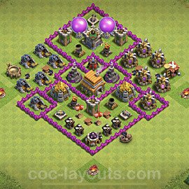 Top TH6 Unbeatable Anti Loot Base Plan with Link, Hybrid, Copy Town Hall 6 Base Design, #150