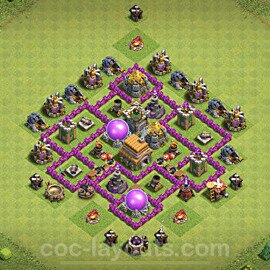 TH6 Anti 2 Stars Base Plan with Link, Hybrid, Copy Town Hall 6 Base Design, #156