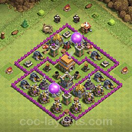TH6 Anti 2 Stars Base Plan with Link, Anti Air, Copy Town Hall 6 Base Design, #157