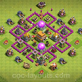 TH6 Trophy Base Plan with Link, Anti Everything, Hybrid, Copy Town Hall 6 Base Design 2022, #159