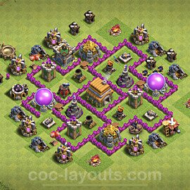 TH6 Trophy Base Plan with Link, Anti Everything, Hybrid, Copy Town Hall 6 Base Design, #161