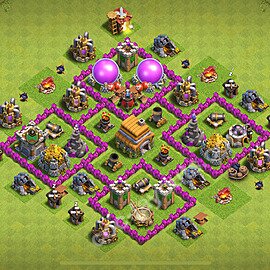 Diseño de aldea Anti 3 Estrellas Ayuntamiento 6 Copiar, Híbrido - COC TH6 Perfecta Distribucion 2025 + Enlace - #165