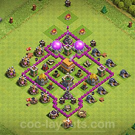 TH6 Trophy Base Plan with Link, Copy Town Hall 6 Base Design 2024, #166