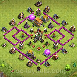 Anti Everything TH6 Base Plan with Link, Hybrid, Copy Town Hall 6 Design 2024, #170