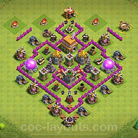 TH6 Anti 3 Stars Base Plan with Link, Anti Everything, Copy Town Hall 6 Base Design 2024, #172