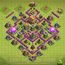 TH6 Anti 3 Stars Base Plan with Link, Anti Everything, Copy Town Hall 6 Base Design 2024, #172