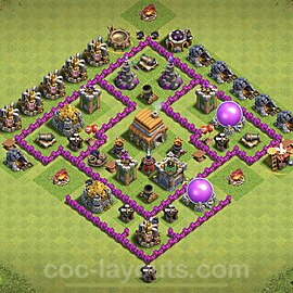 TH6 Trophy Base Plan with Link, Anti Air, Copy Town Hall 6 Base Design, #71