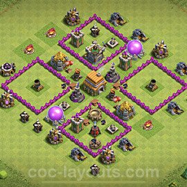 TH6 Anti 2 Stars Base Plan with Link, Anti Everything, Copy Town Hall 6 Base Design, #72