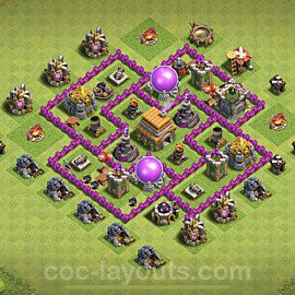 Full Upgrade TH6 Base Plan with Link, Hybrid, Copy Town Hall 6 Max Levels Design, #73