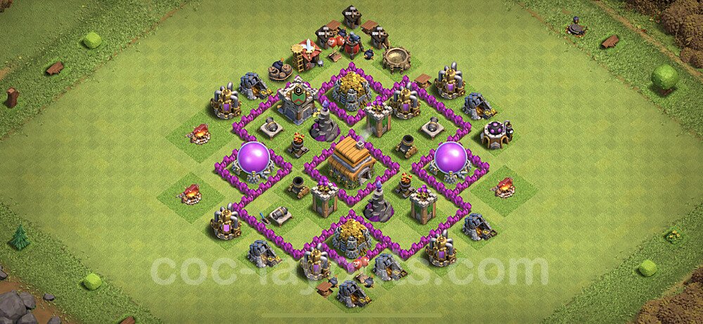 TH6 Anti 2 Stars Base Plan with Link, Anti Everything, Copy Town Hall 6 Base Design 2023, #144