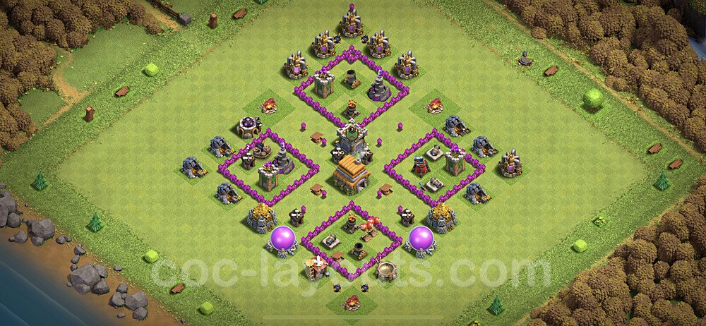 TH6 Anti 3 Stars Base Plan with Link, Anti Everything, Copy Town Hall 6 Base Design, #146