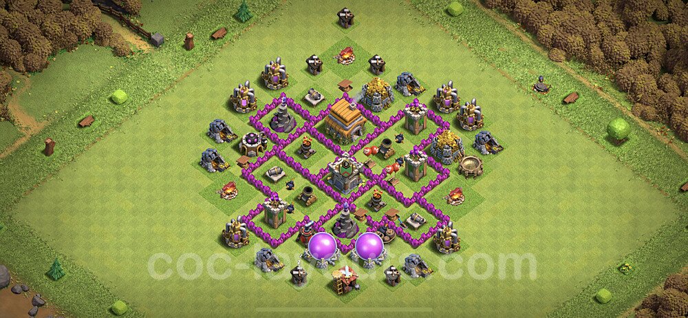 TH6 Trophy Base Plan with Link, Anti Everything, Copy Town Hall 6 Base Design 2023, #147