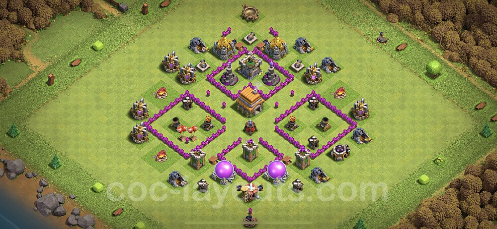 Anti Everything TH6 Base Plan with Link, Copy Town Hall 6 Design, #148