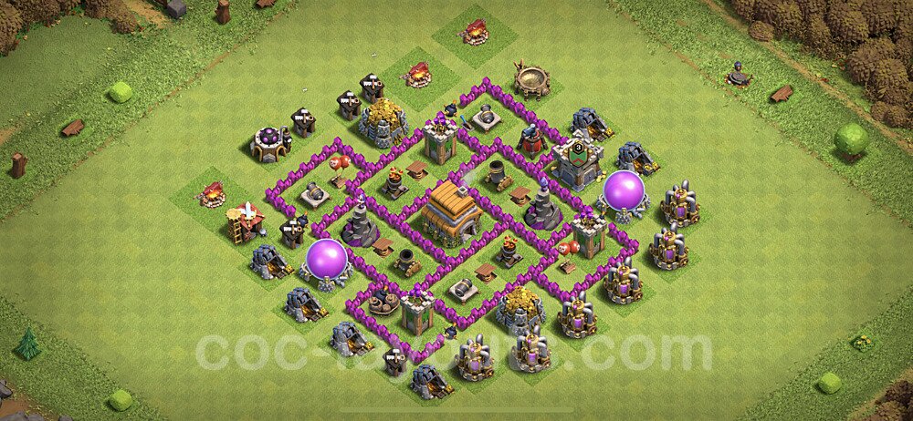 TH6 Anti 3 Stars Base Plan with Link, Anti Everything, Copy Town Hall 6 Base Design 2021, #154