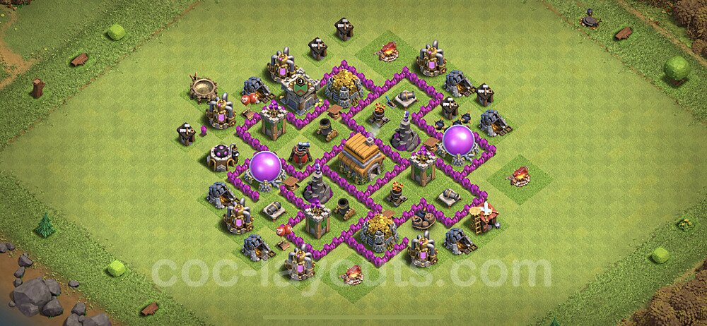 TH6 Trophy Base Plan with Link, Anti Everything, Hybrid, Copy Town Hall 6 Base Design 2023, #161