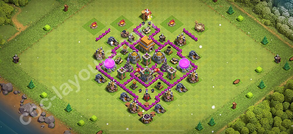 Die Anti 3 Sterne Base RH6 + Link, Anti Alles 2025 - COC Rathaus 6 Kopieren Base - #172