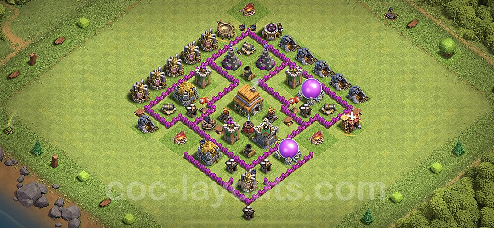 TH6 Trophy Base Plan with Link, Copy Town Hall 6 Base Design 2020, #71