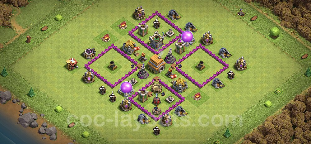 TH6 Anti 2 Stars Base Plan with Link, Anti Everything, Copy Town Hall 6 Base Design 2023, #72