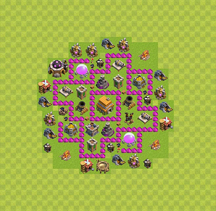 Clash Of Clans Base Plan Layout For Trophies Town Hall Level 6