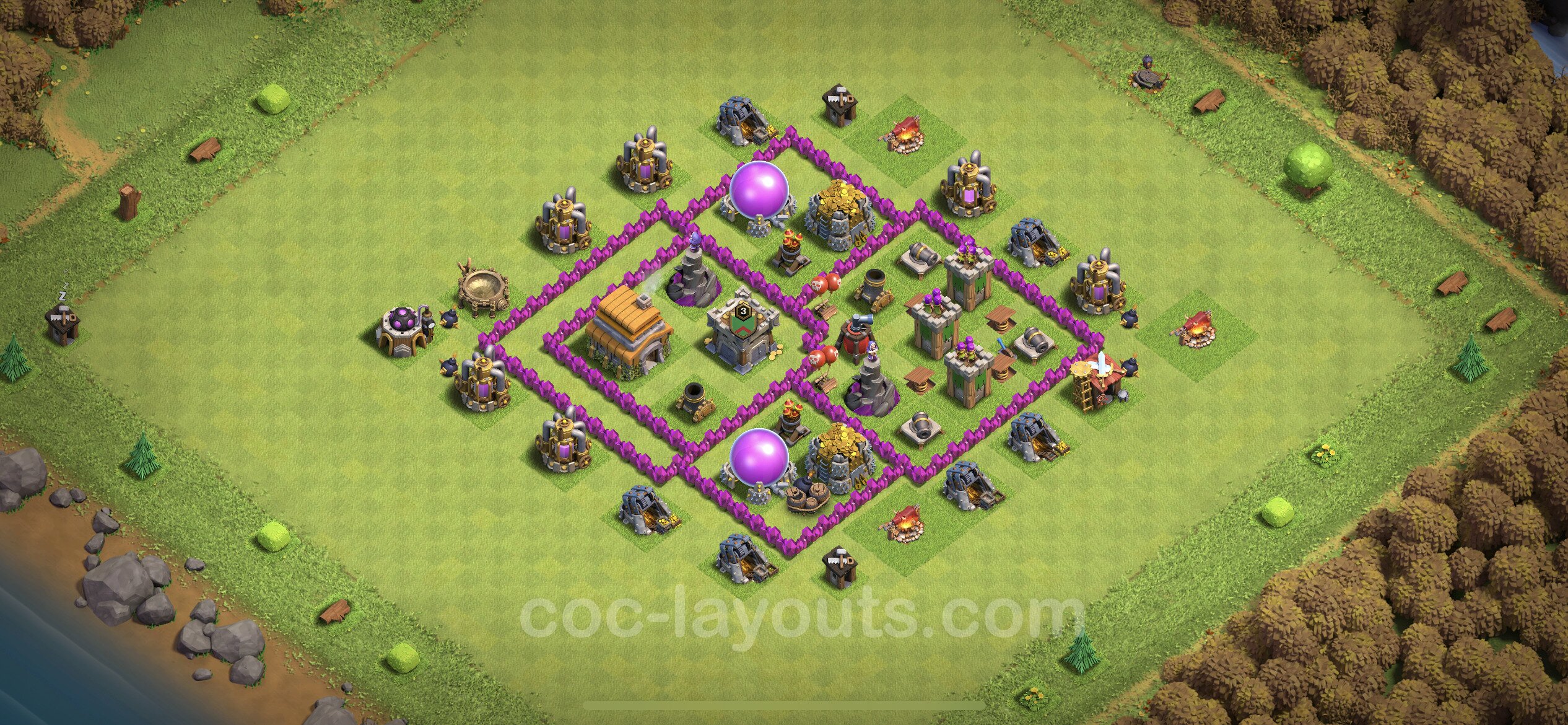 Farming Base TH6 Max Levels with Link, Anti Air - Town Hall Level 6 ...