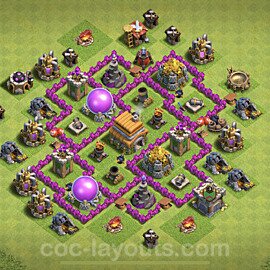 Base plan TH6 (design / layout) with Link, Anti 3 Stars, Hybrid for Farming 2022, #133