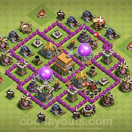 Base plan TH6 (design / layout) with Link, Anti 3 Stars, Anti Everything for Farming 2022, #135