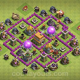 Municipio livello 6 Base + Link, Anti 3 stelle, Anti tutto - Miglior Disposizione villaggio per Farming COC TH6 - #135