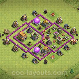 Base plan TH6 Max Levels with Link, Anti Air for Farming 2022, #137