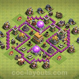 Base plan TH6 Max Levels with Link, Hybrid for Farming, #138