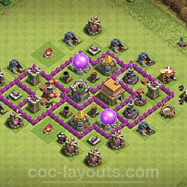 Base plan TH6 Max Levels with Link, Anti Air for Farming, #139