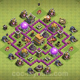 Base plan TH6 Max Levels with Link, Anti Everything, Hybrid for Farming, #141