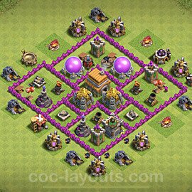 Base plan TH6 Max Levels with Link, Anti Everything, Hybrid for Farming 2022, #144