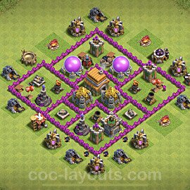 Maxato Municipio livello 6 Base + Link, Anti tutto, Ibrido - Miglior Disposizione villaggio per Farming COC TH6 - #144