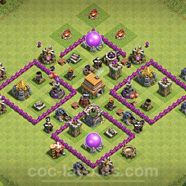 Base plan TH6 (design / layout) with Link, Anti 3 Stars, Hybrid for Farming, #145