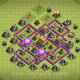 Base plan TH6 Max Levels with Link, Anti Everything for Farming 2021, #146