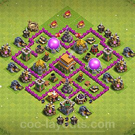 Base plan TH6 (design / layout) with Link, Anti Air, Hybrid for Farming 2021, #148