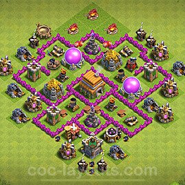 Base plan TH6 (design / layout) with Link, Anti Air, Hybrid for Farming 2024, #148