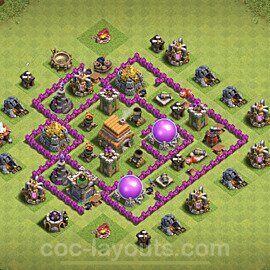 Base plan TH6 (design / layout) with Link, Anti 3 Stars, Hybrid for Farming 2021, #149