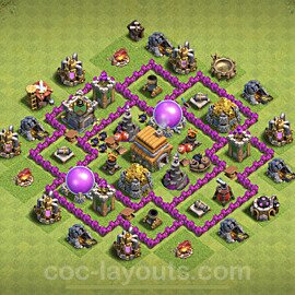 Base plan TH6 (design / layout) with Link, Anti 3 Stars, Hybrid for Farming 2021, #150