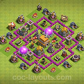 Base plan TH6 (design / layout) with Link, Anti 3 Stars, Hybrid for Farming 2024, #150