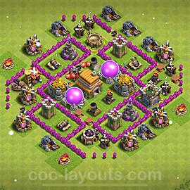 Base plan TH6 (design / layout) with Link, Anti 3 Stars, Anti Everything for Farming 2022, #153