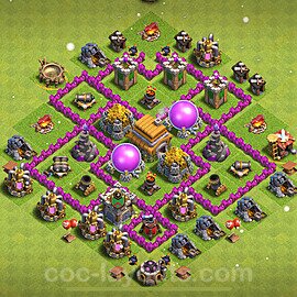 Base plan TH6 Max Levels with Link, Hybrid for Farming 2023, #154