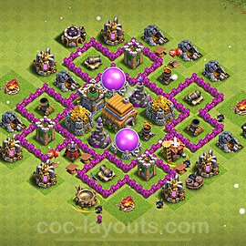 Base plan TH6 (design / layout) with Link, Anti 3 Stars, Hybrid for Farming 2022, #155